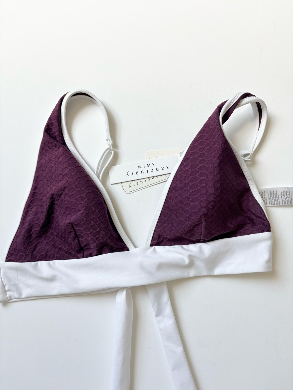 Sanctuary Plum & White Triangle Bikini Top Medium NWT